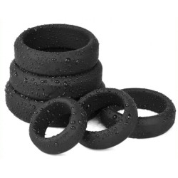 Generique Lot de 6 cockrings Silicone Hyperion Noir